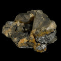 Fluorite crystal specimen with yellow and gray hues, showcasing natural mineral formations and geological textures