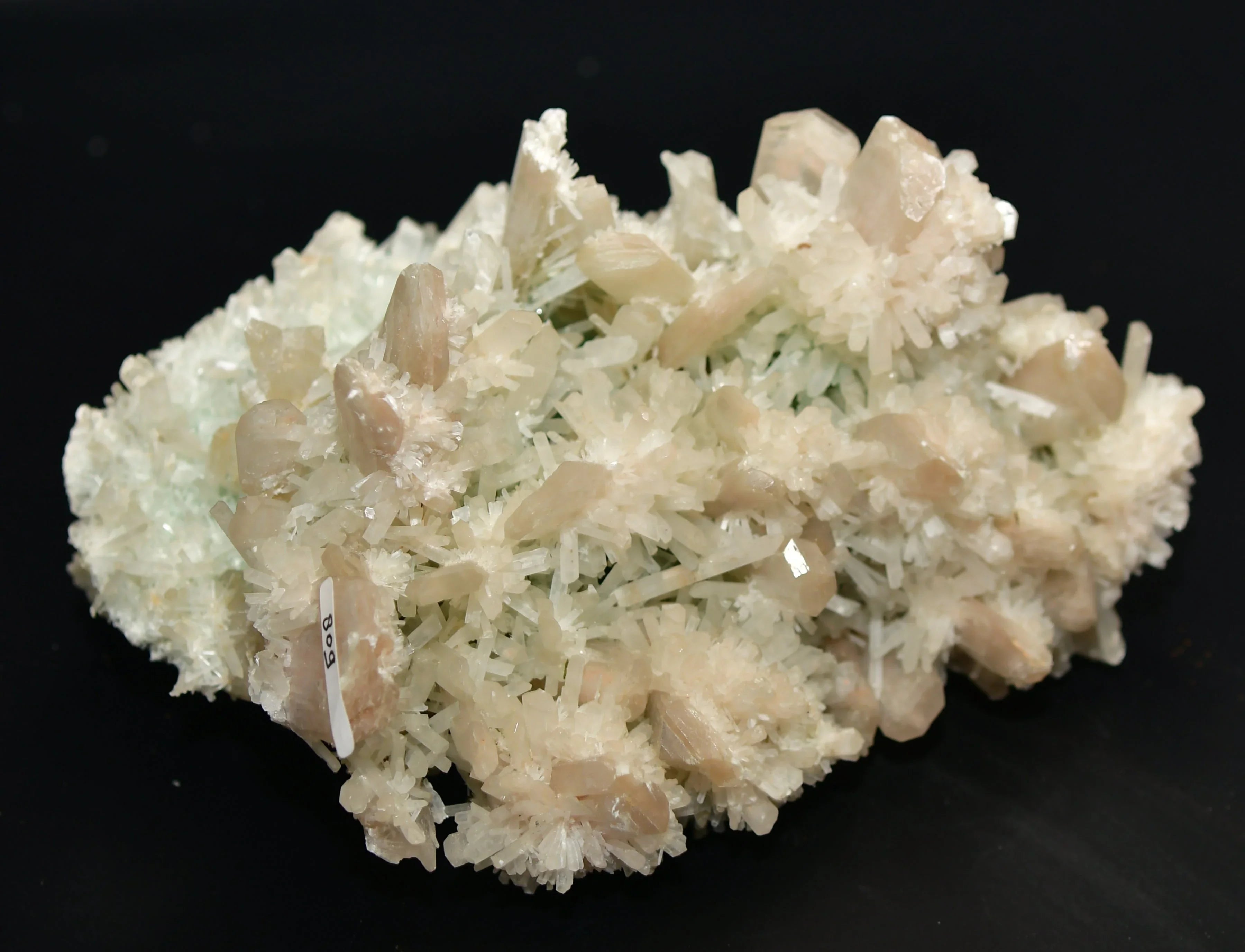 Quartz crystals with green fluorite, classic mineral specimen for collectors