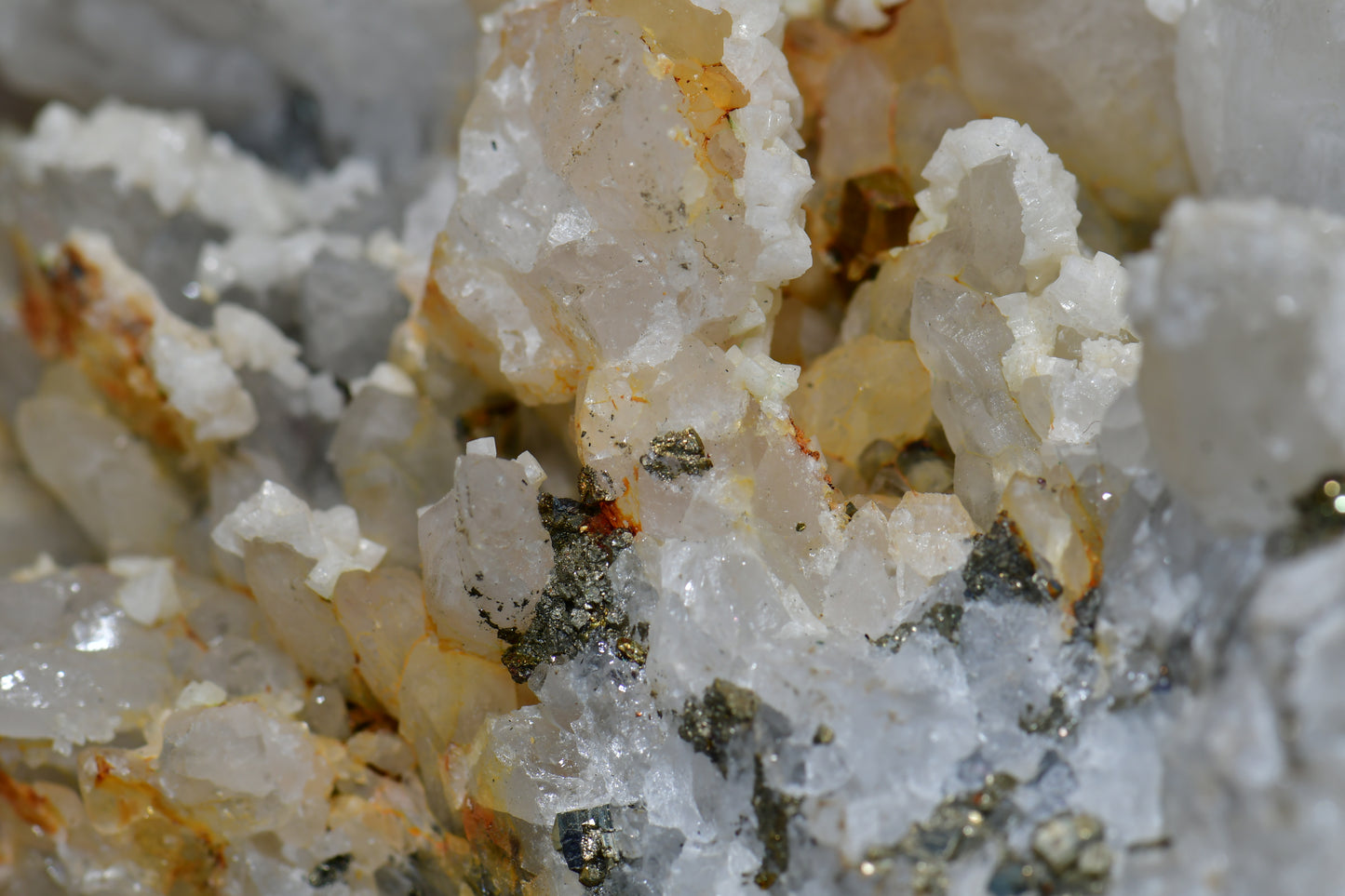 ARAGONITE with QUARTZ and PYRITE