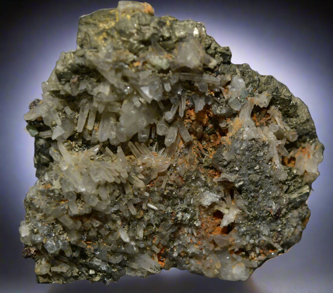 PYRITE on QUARTZ  from Bolivia (cabinet)