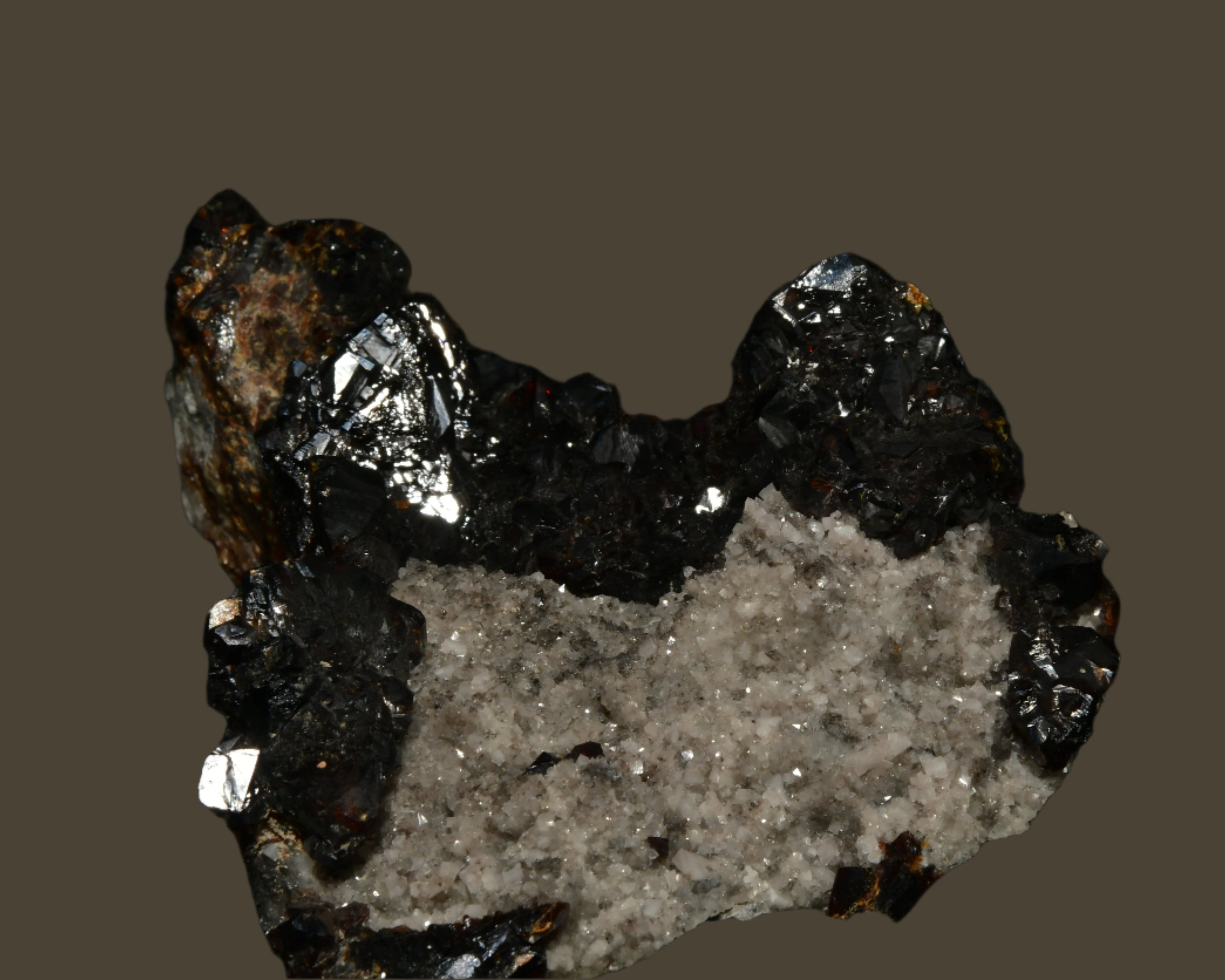 SPHALERITE (RUBY JACK) associated with CALCITE and DOLOMITE (large cabinet)