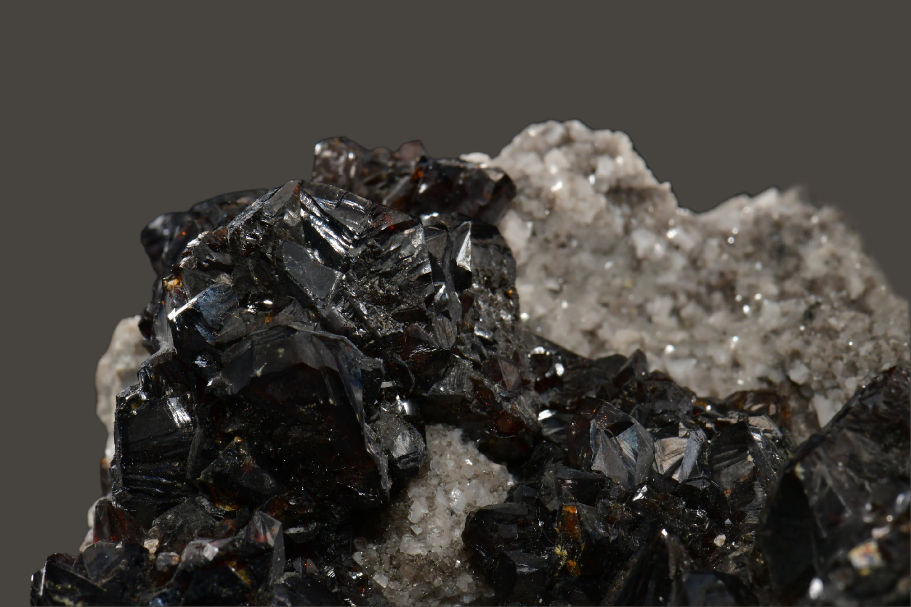 SPHALERITE (RUBY JACK) associated with CALCITE and DOLOMITE (large cabinet)