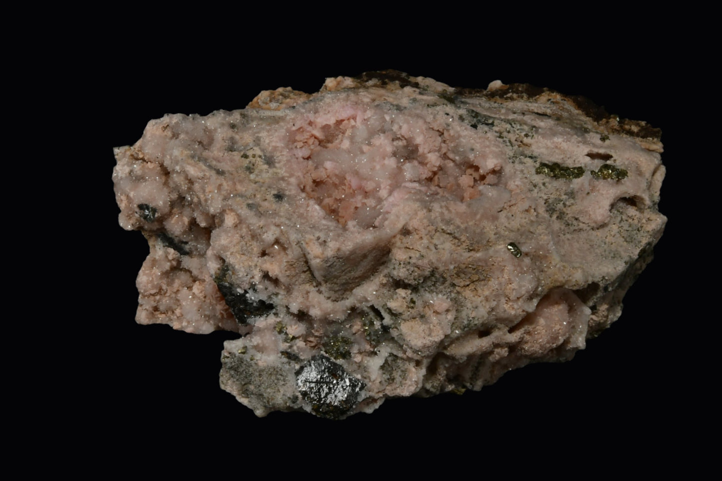 RHODOCHROSITE associated with PYRITE