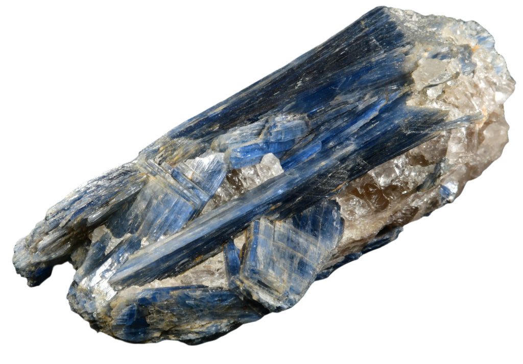 KYANITE ON QUARTZ, Rio Grande Do Norte, BRAZIL (cabinet)