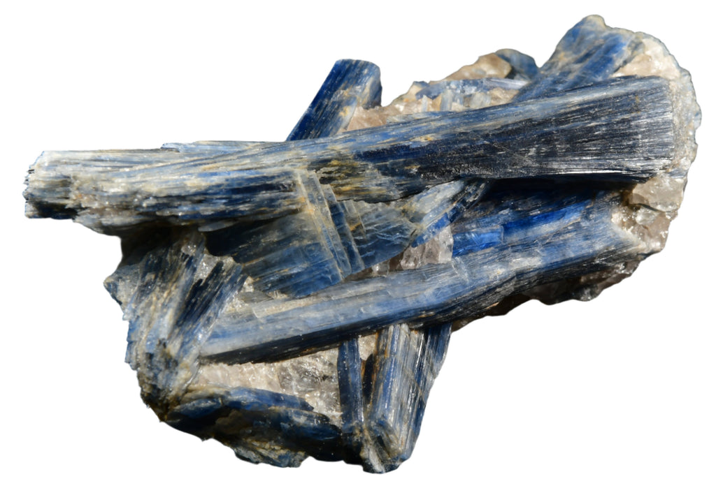 KYANITE ON QUARTZ, Rio Grande Do Norte, BRAZIL (cabinet)