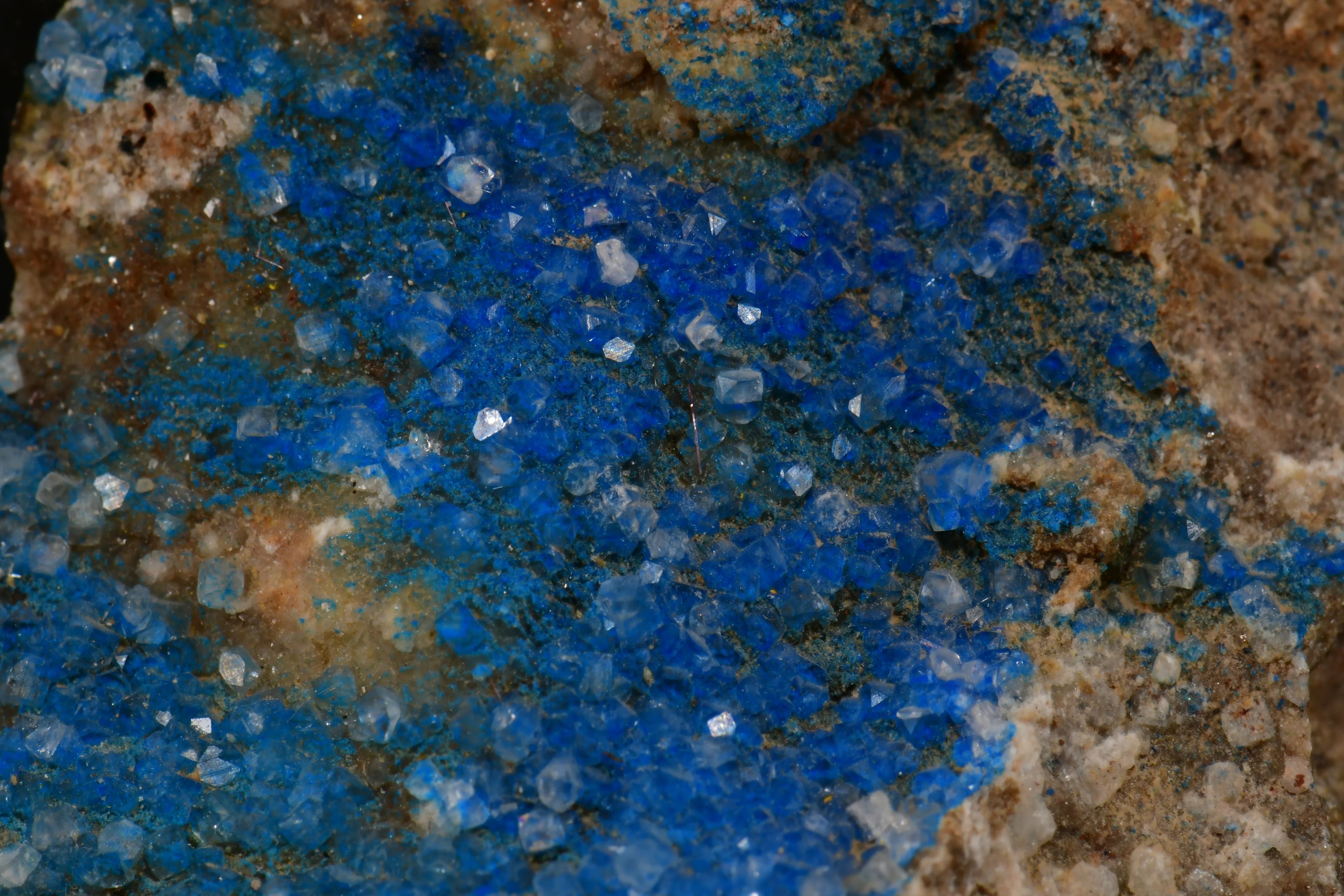 Vibrant blue crystals on matrix, mineral specimen for collectors