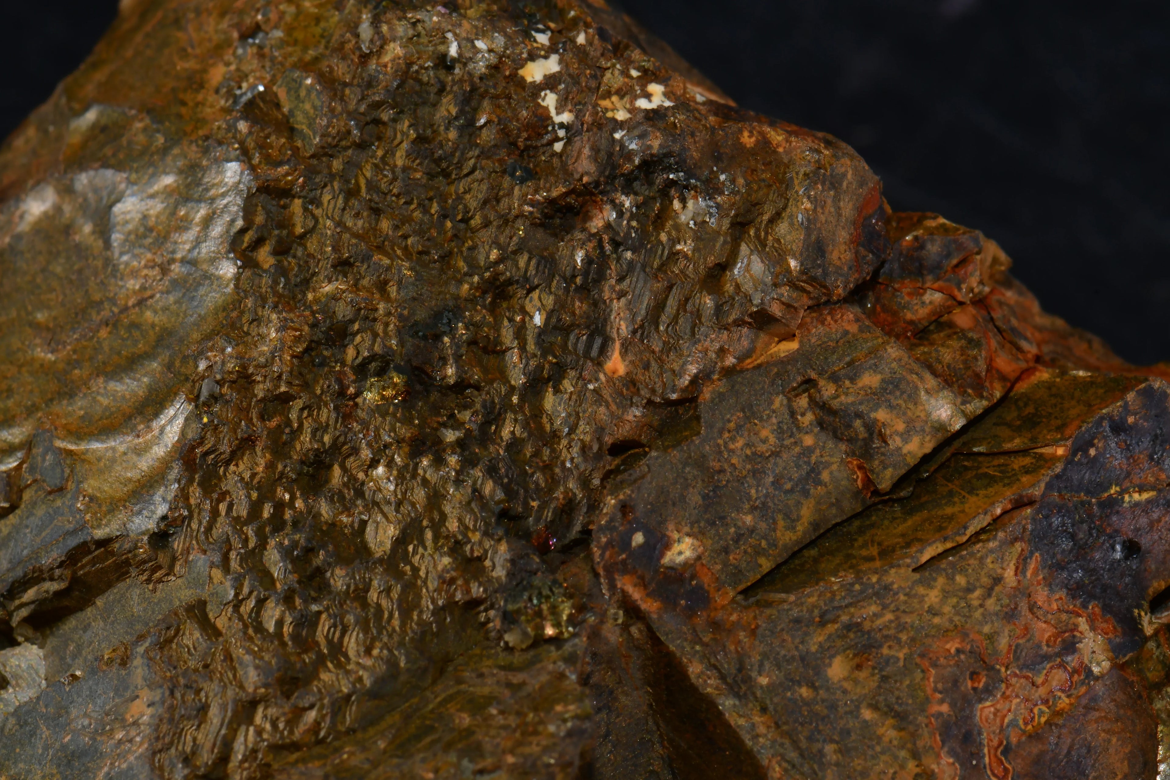 Pyrite mineral specimen with golden metallic luster on dark matrix, showcasing natural crystal formations