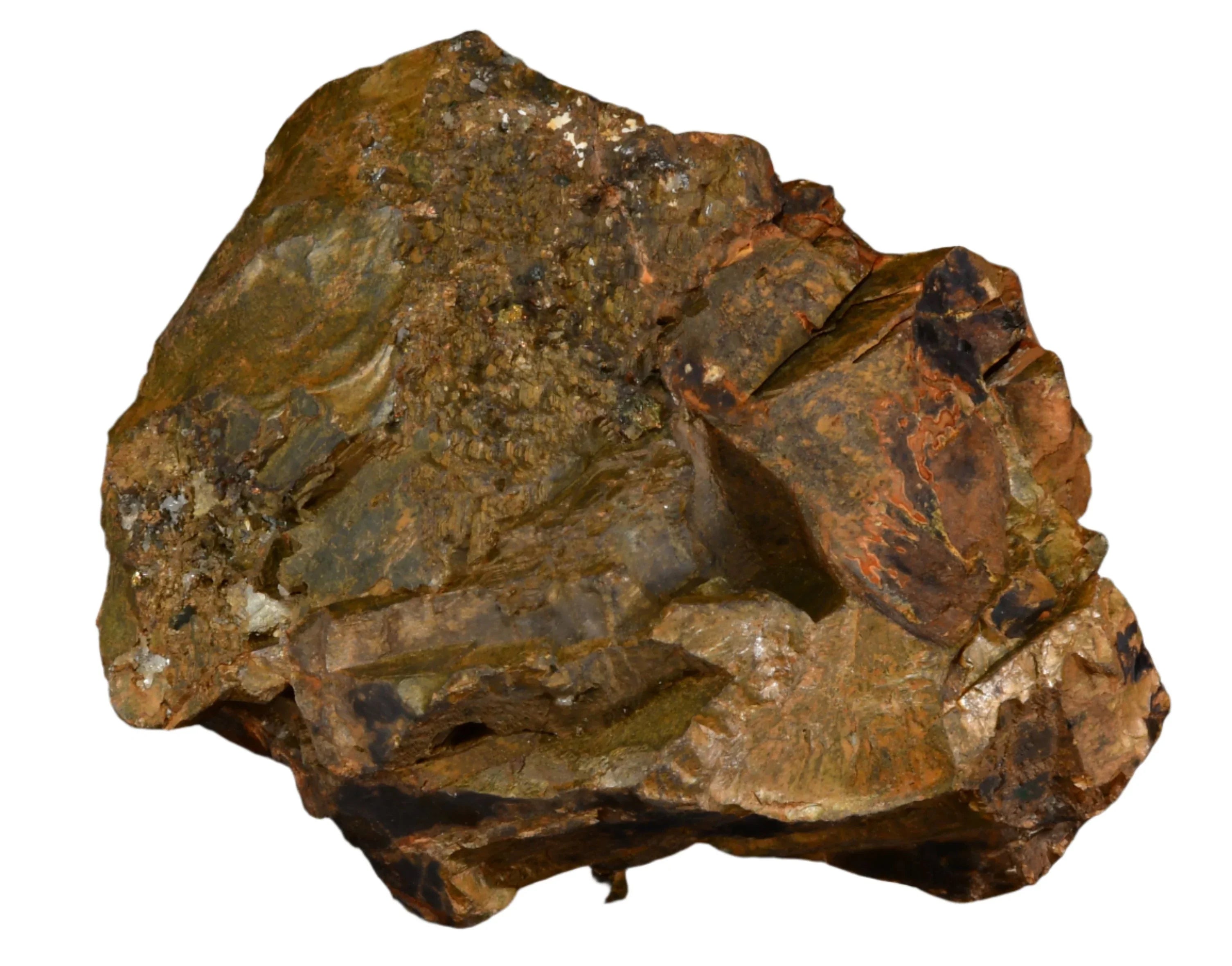 Chalcopyrite mineral specimen with golden-brown metallic luster, rough natural crystal formation