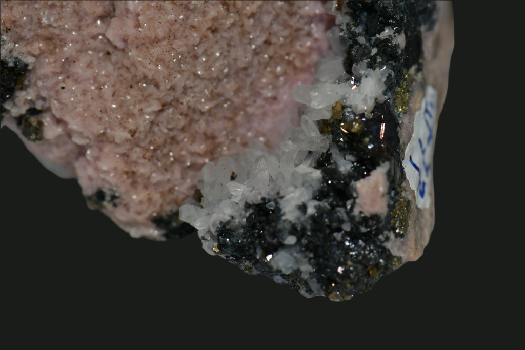 RHODOCHROSITE, QUARTZ, CHALCOPYRITE COMBO (miniature)