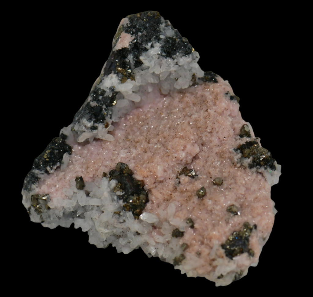 RHODOCHROSITE, QUARTZ, CHALCOPYRITE COMBO (miniature)