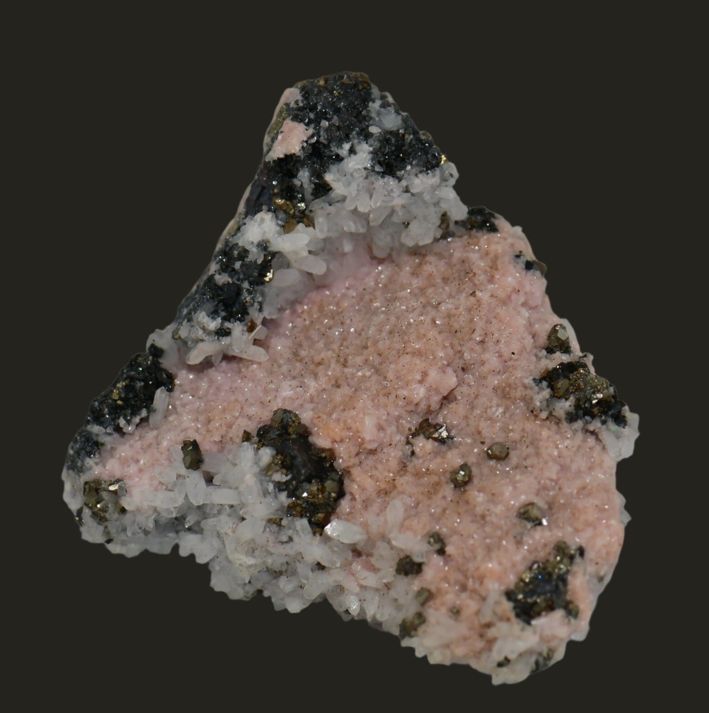 RHODOCHROSITE, QUARTZ, CHALCOPYRITE COMBO