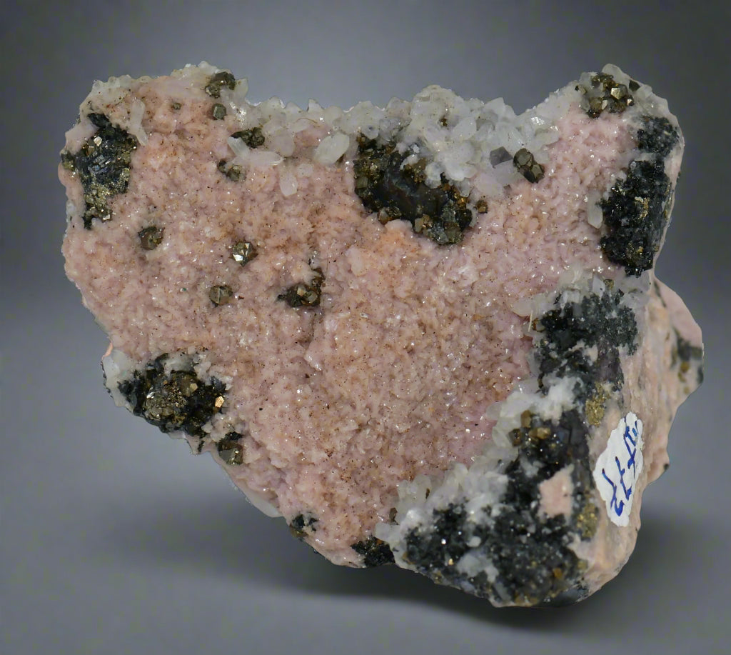 RHODOCHROSITE, QUARTZ, CHALCOPYRITE COMBO (miniature)