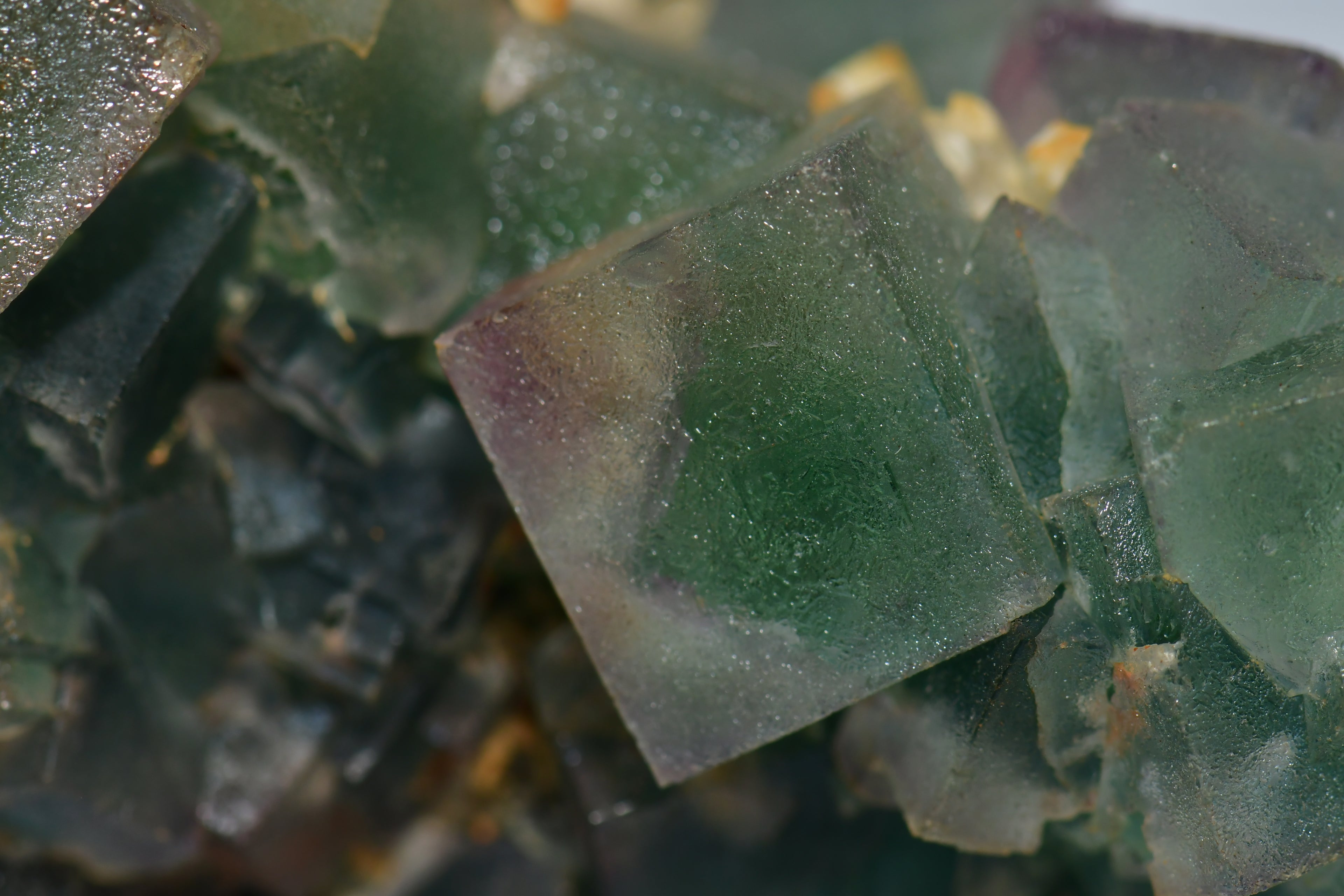FLUORITE (BI-COLOR, perfect crystals) QUARTZ & CALCITE (cabinet)