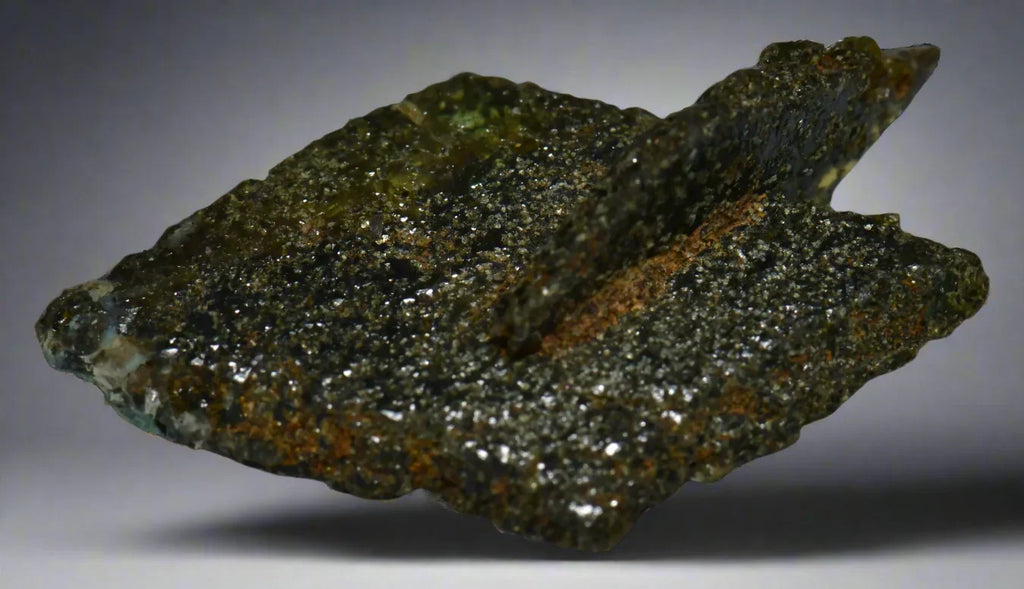 Chlorite on Quartz specimen from Australia, green-black mineral matrix with sparkling crystals