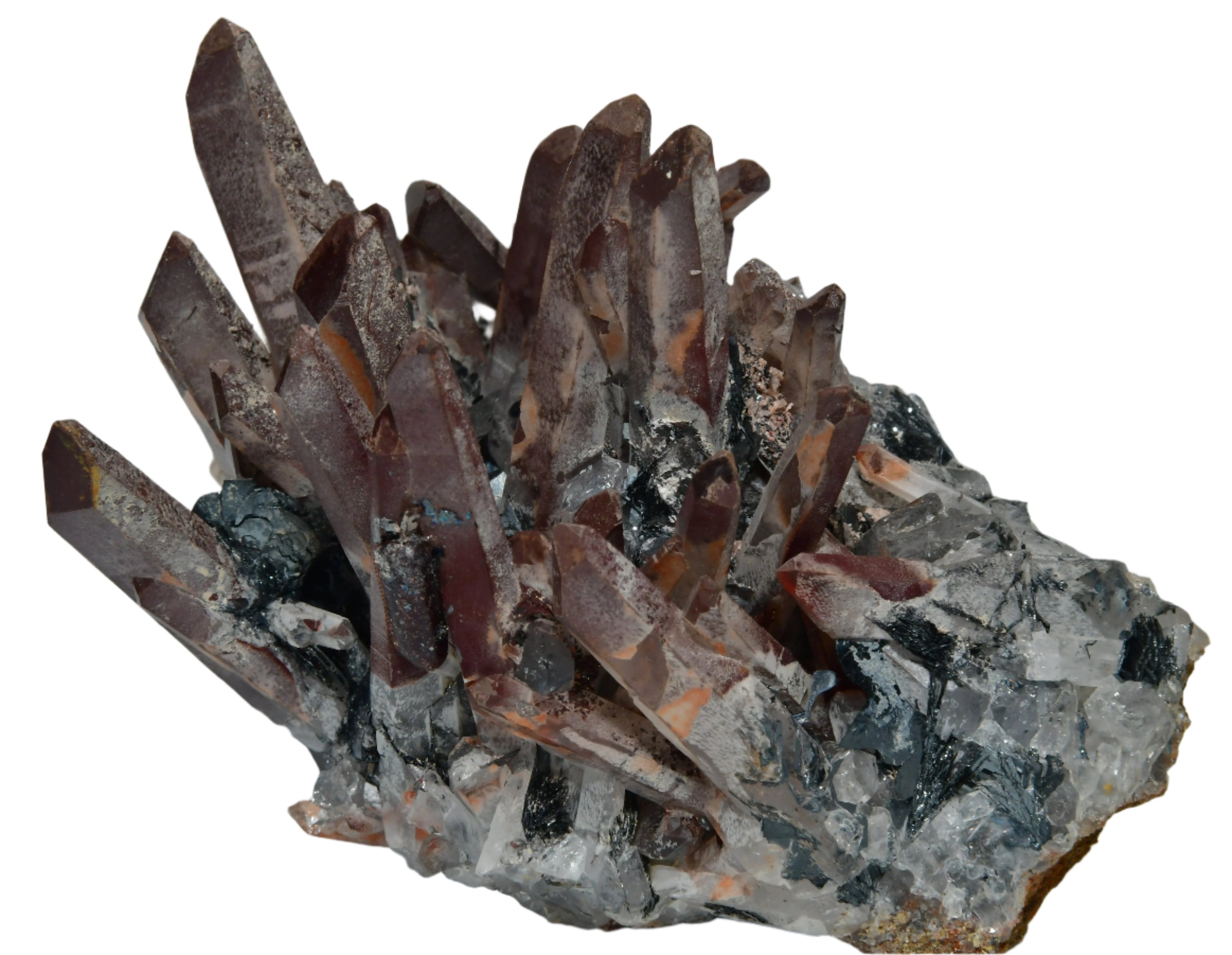 QUARTZ CLUSTER WITH HEMATITE and BIOTITE (cabinet)