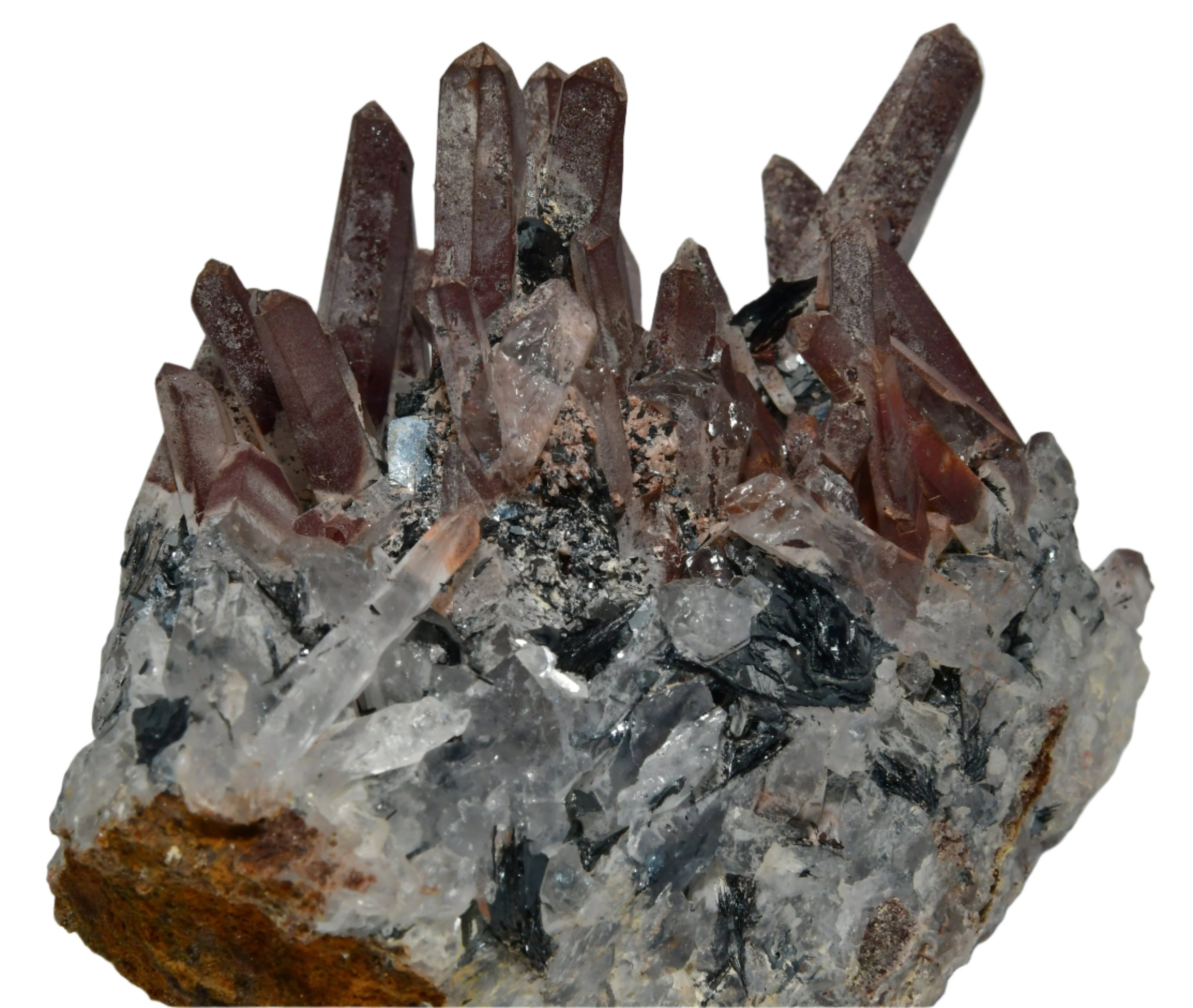 QUARTZ CLUSTER WITH HEMATITE and BIOTITE (cabinet)