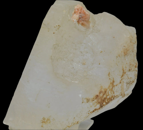 Stilbite on Quartz mineral specimen with peach-colored crystals, natural geological formation