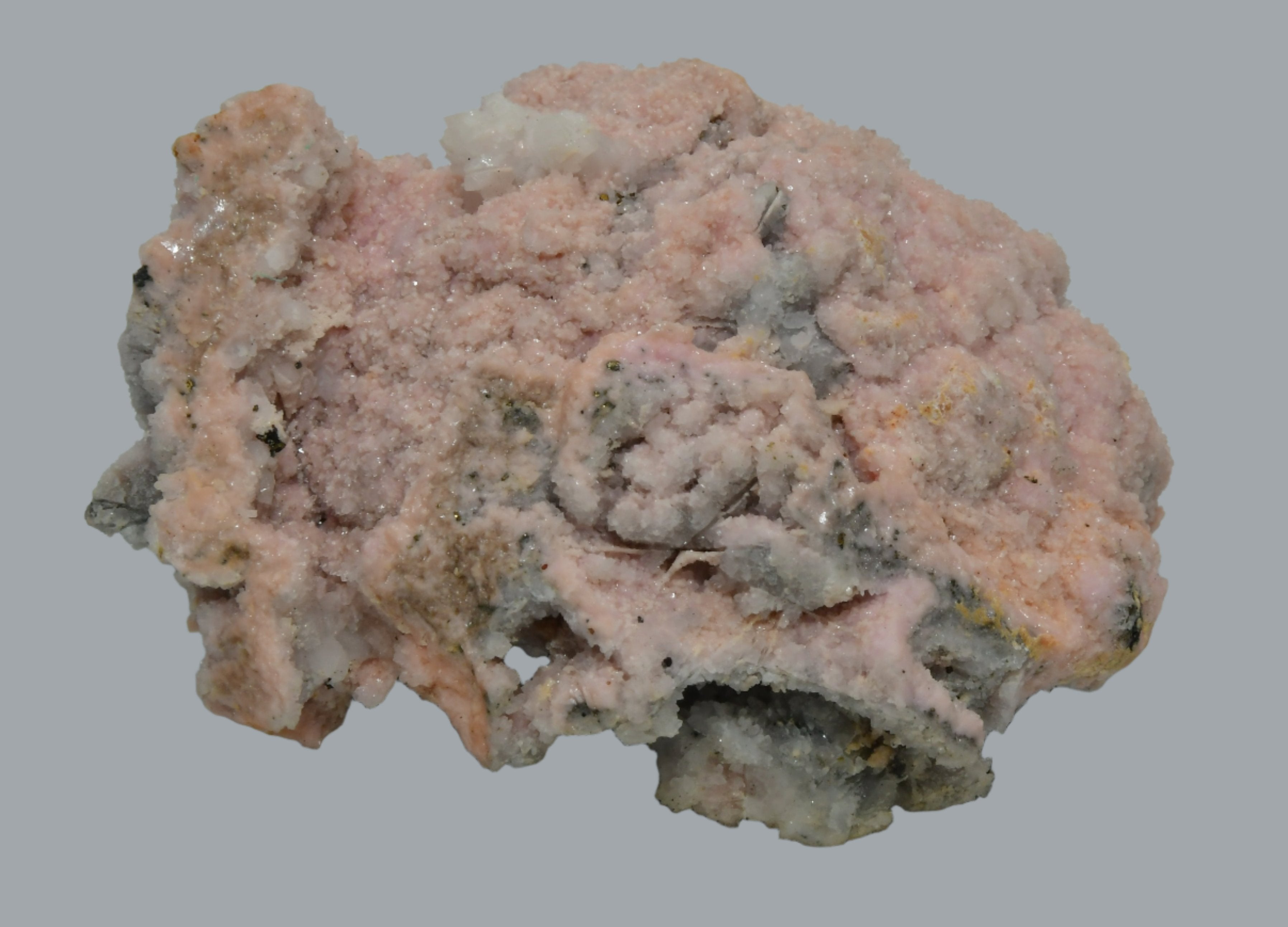 RHODOCHROSITE associated with PYRITE (small cabinet)