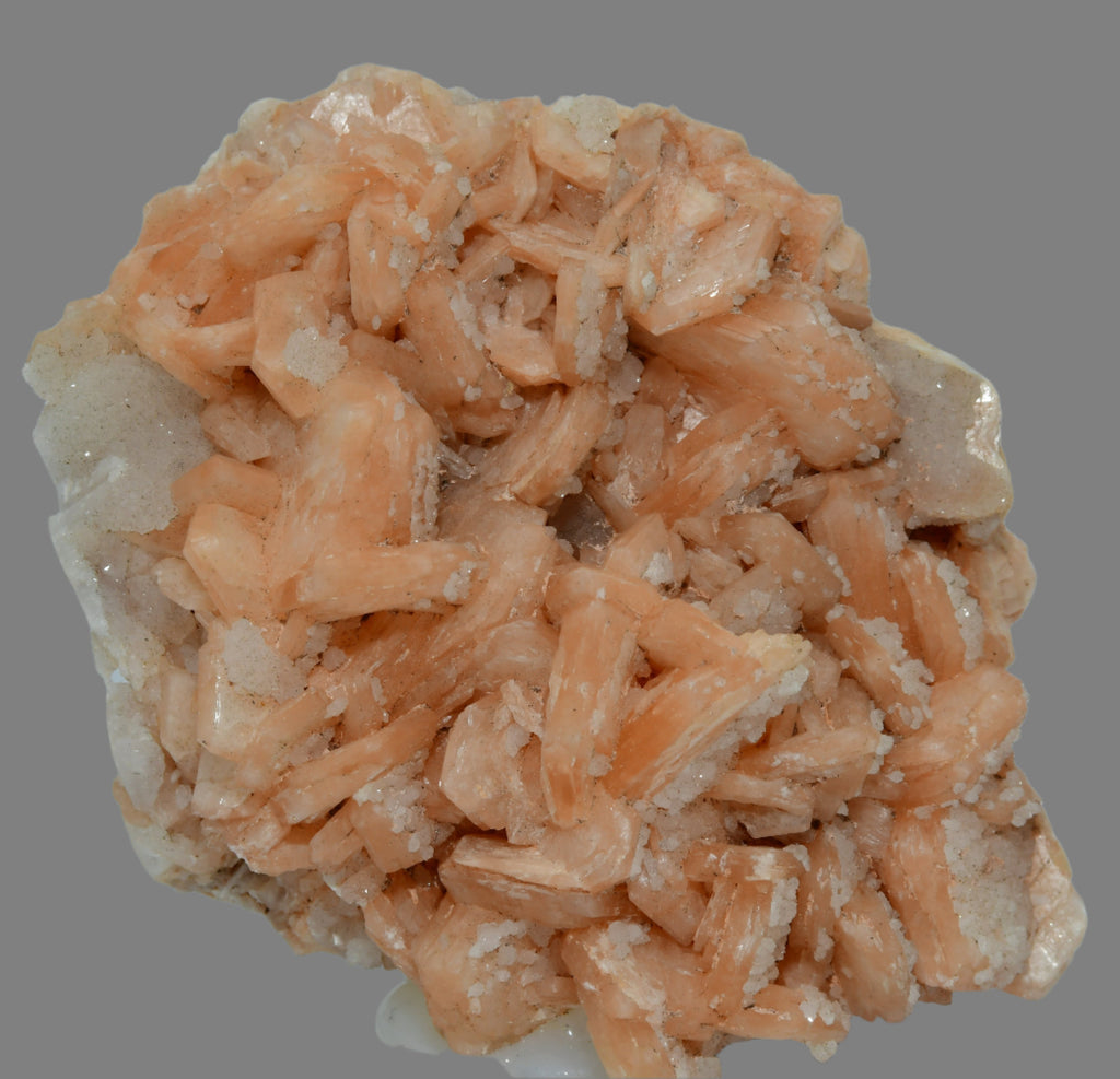 STILBITE (BEST PINK COLOR) covered with APOPHILLITE (large cabinet)