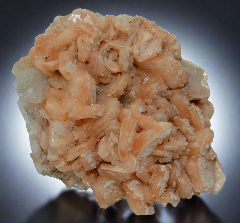 STILBITE (BEST PINK COLOR) covered with APOPHILLITE (large cabinet)