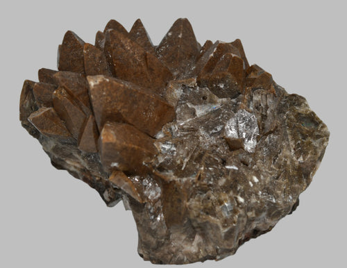 Sphalerite crystal cluster with metallic luster on matrix, classic mineral specimen for collectors