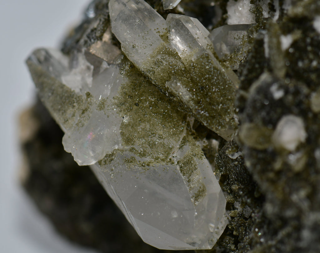 FLUORITE (BLUE) WITH QUARTZ AND BIOTITE (cabinet)