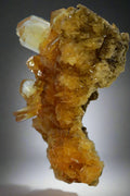 Calcite on Quartz from Elmwood Mine, Tennessee - vibrant orange crystals with clear quartz points