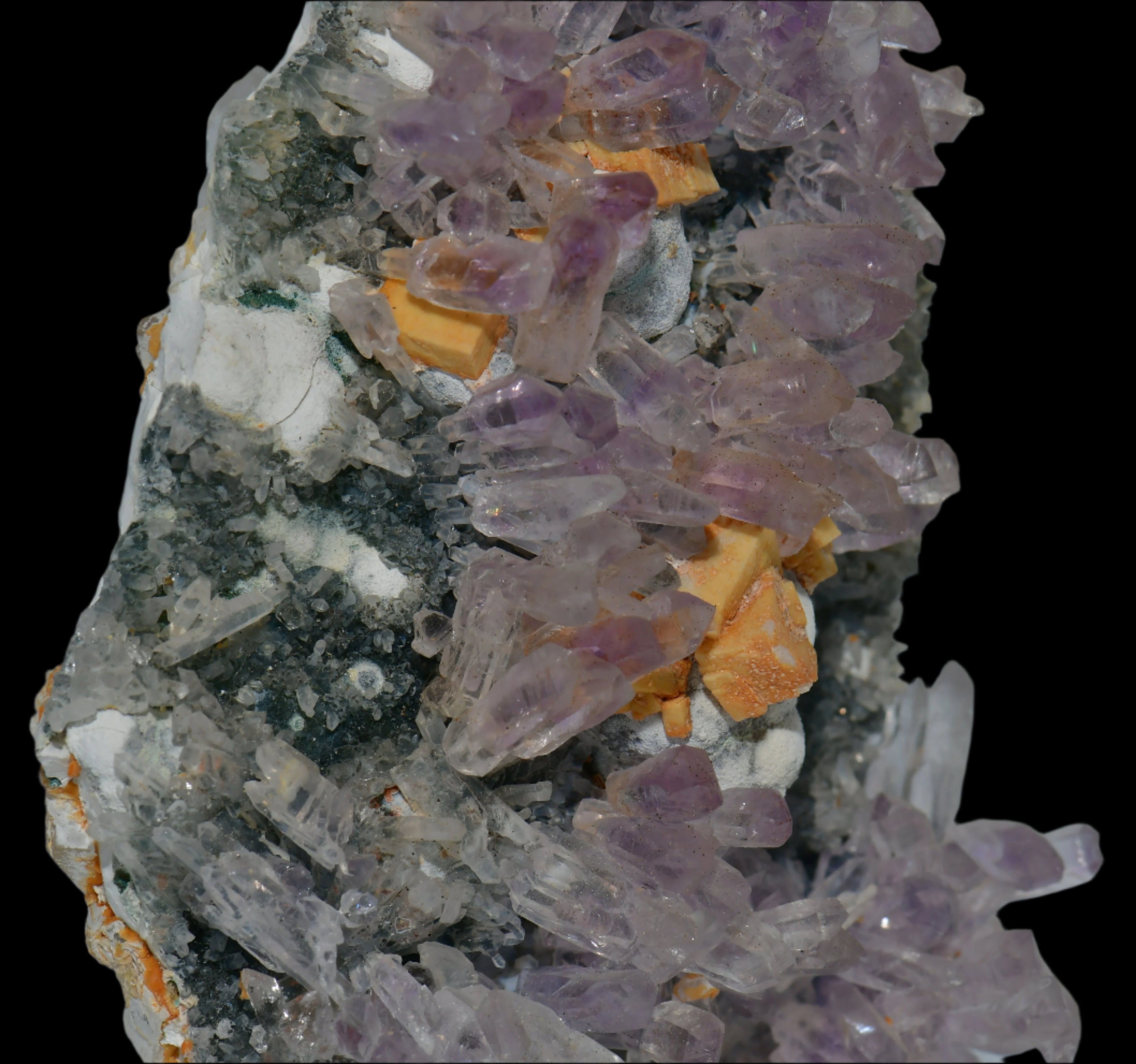 AMETHYST, CALCITE, QUARTZ, COPPER MINERALS (cabinet)