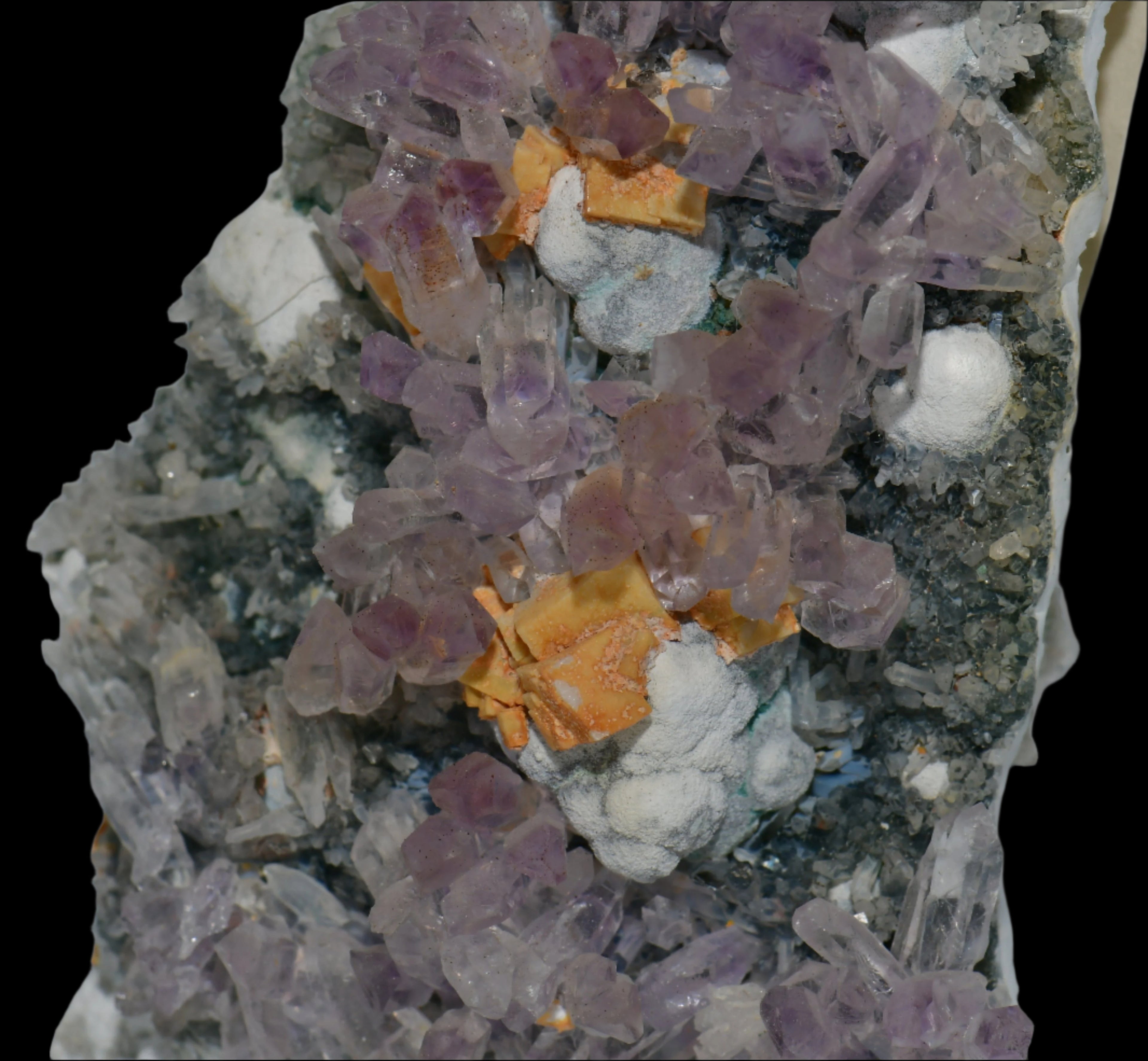 AMETHYST, CALCITE, QUARTZ, COPPER MINERALS (cabinet)
