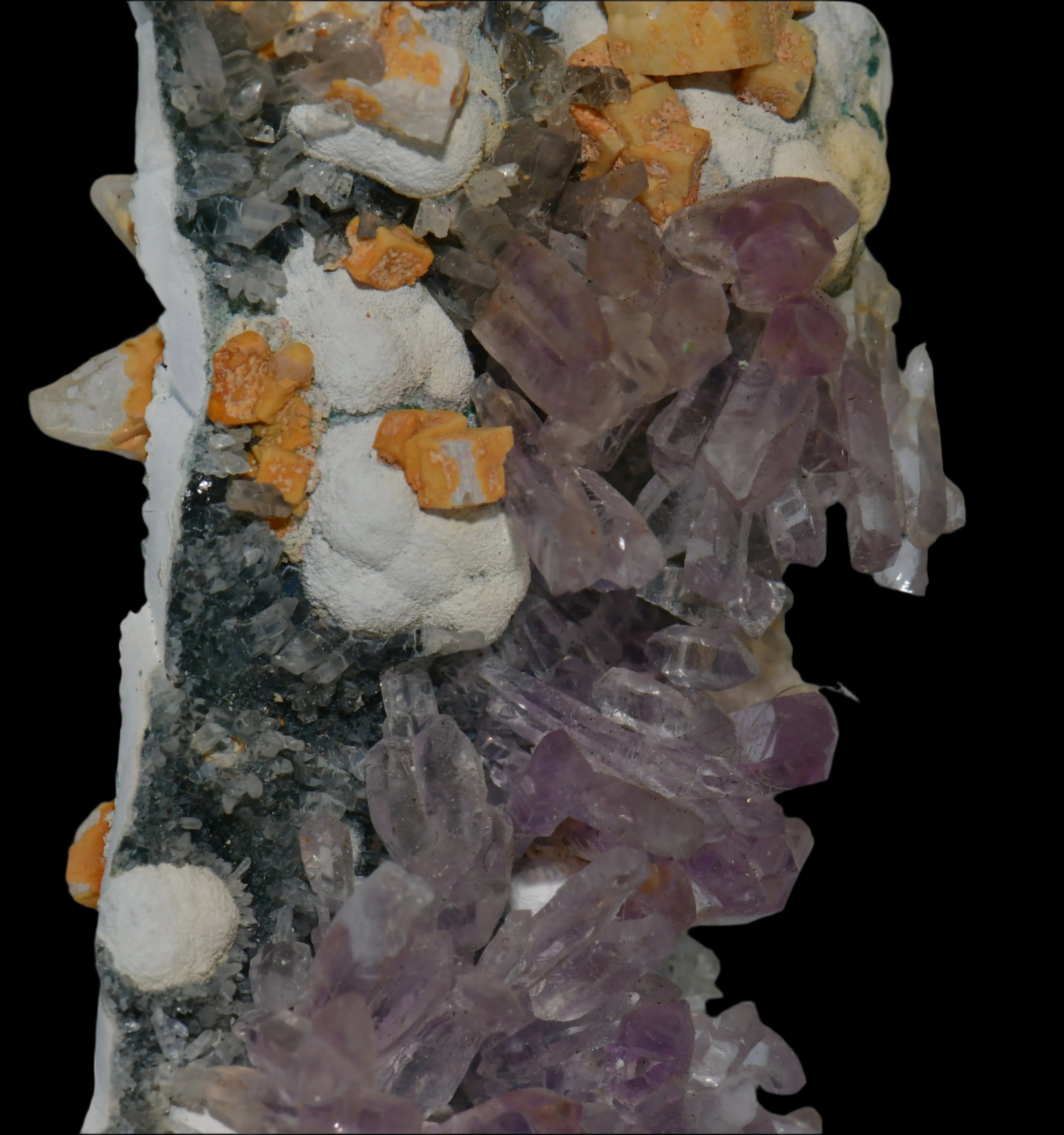 AMETHYST, CALCITE, QUARTZ, COPPER MINERALS (cabinet)