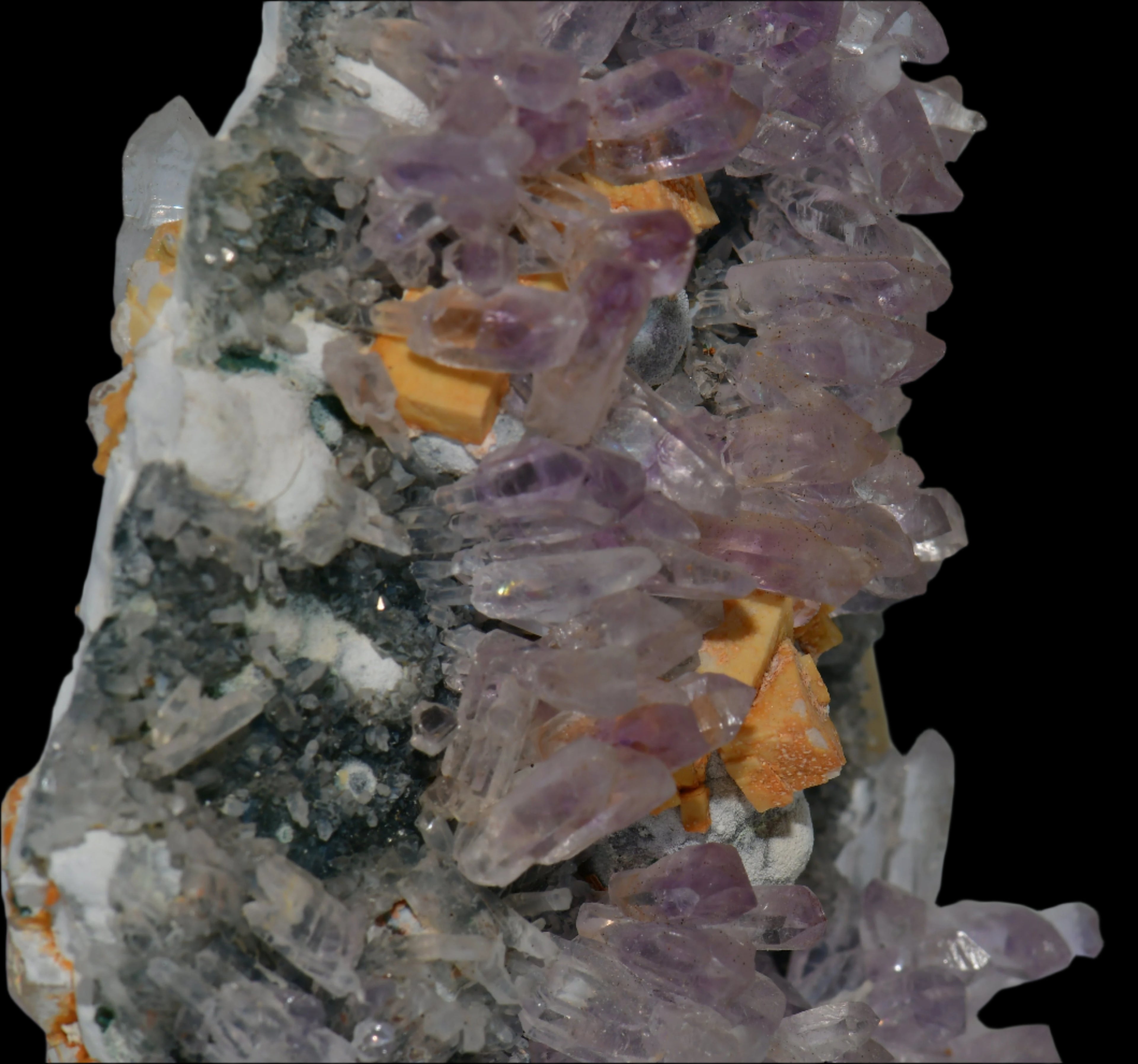 AMETHYST, CALCITE, QUARTZ, COPPER MINERALS (cabinet)