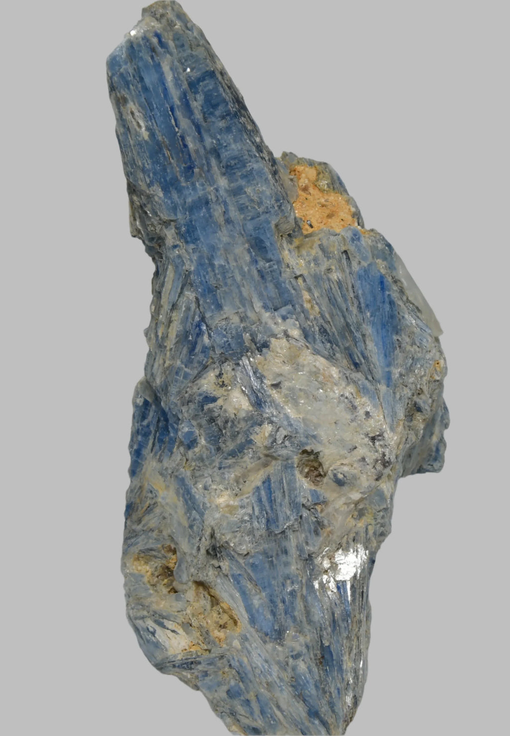 Kyanite mineral specimen with blue blade crystals and matrix, ideal for collectors and geology enthusiasts.