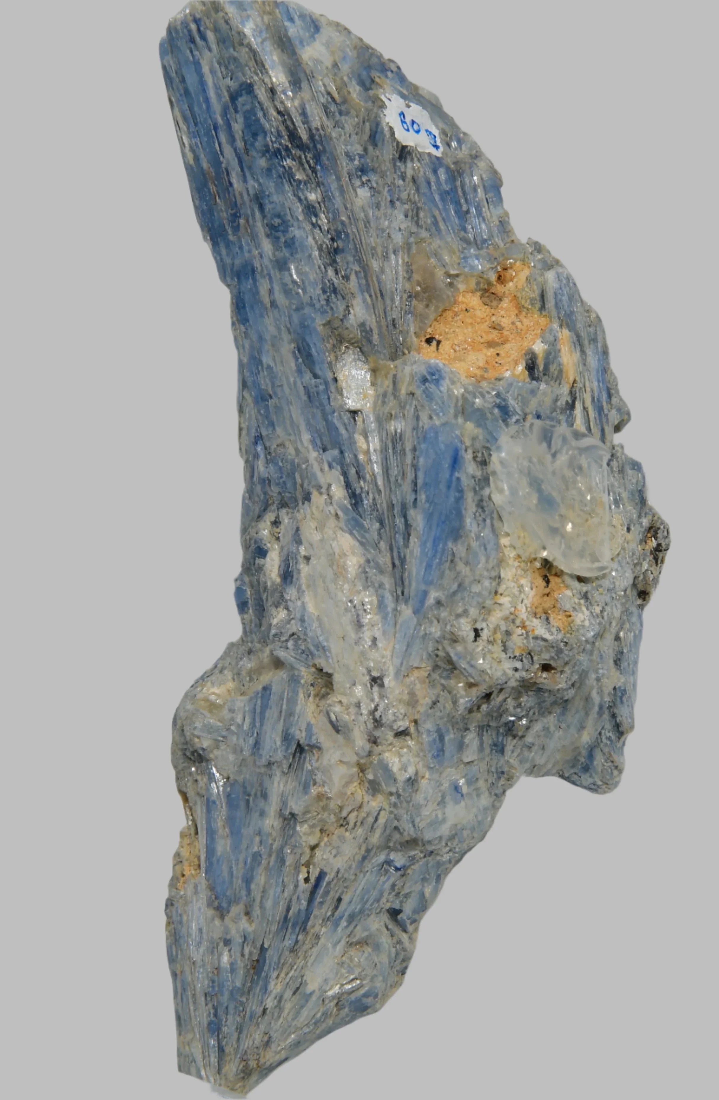 Blue kyanite crystal specimen with clear quartz and matrix, mineral collection piece
