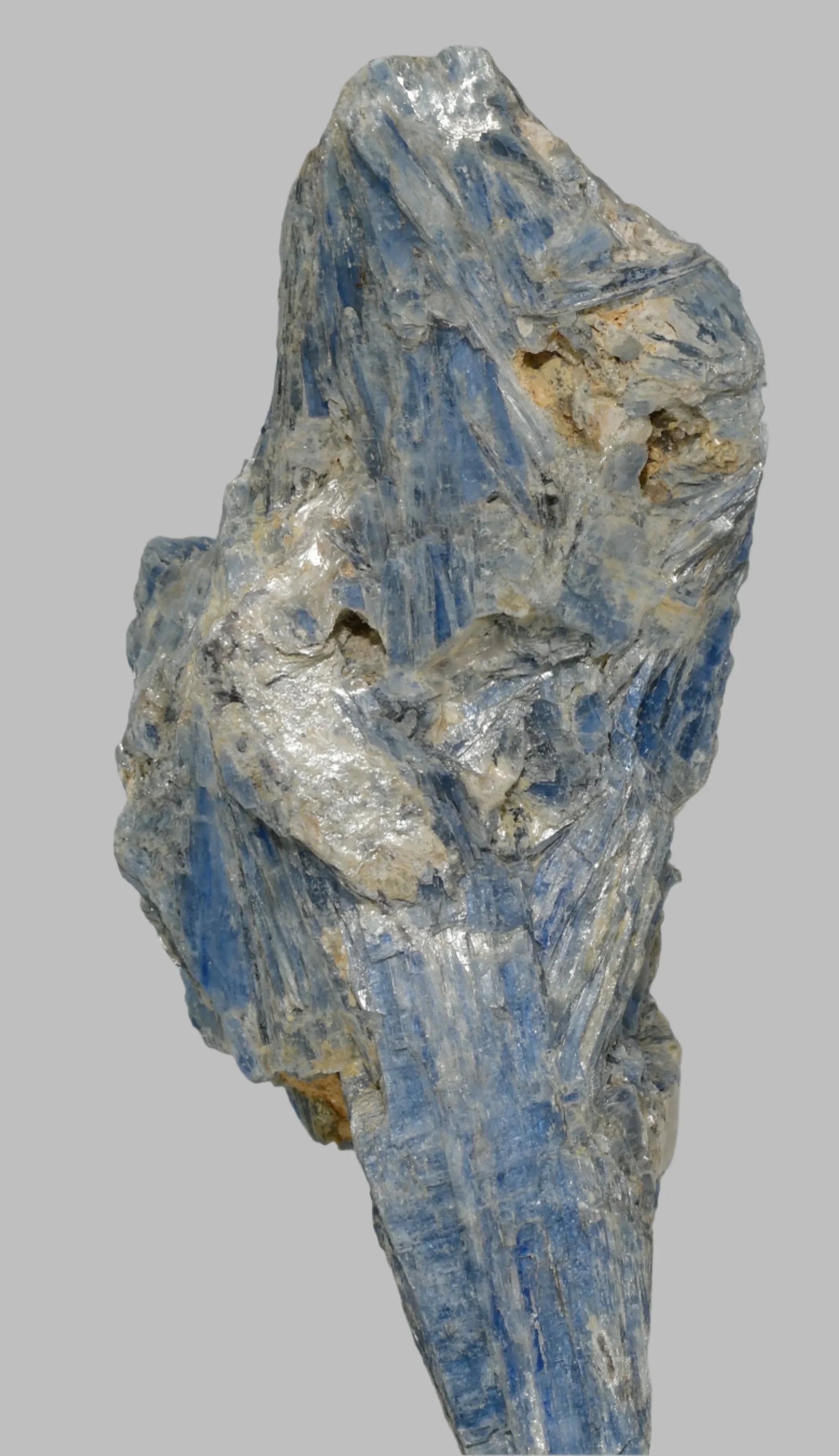Blue Kyanite mineral specimen with striated crystals and matrix, ideal for collectors and geology enthusiasts