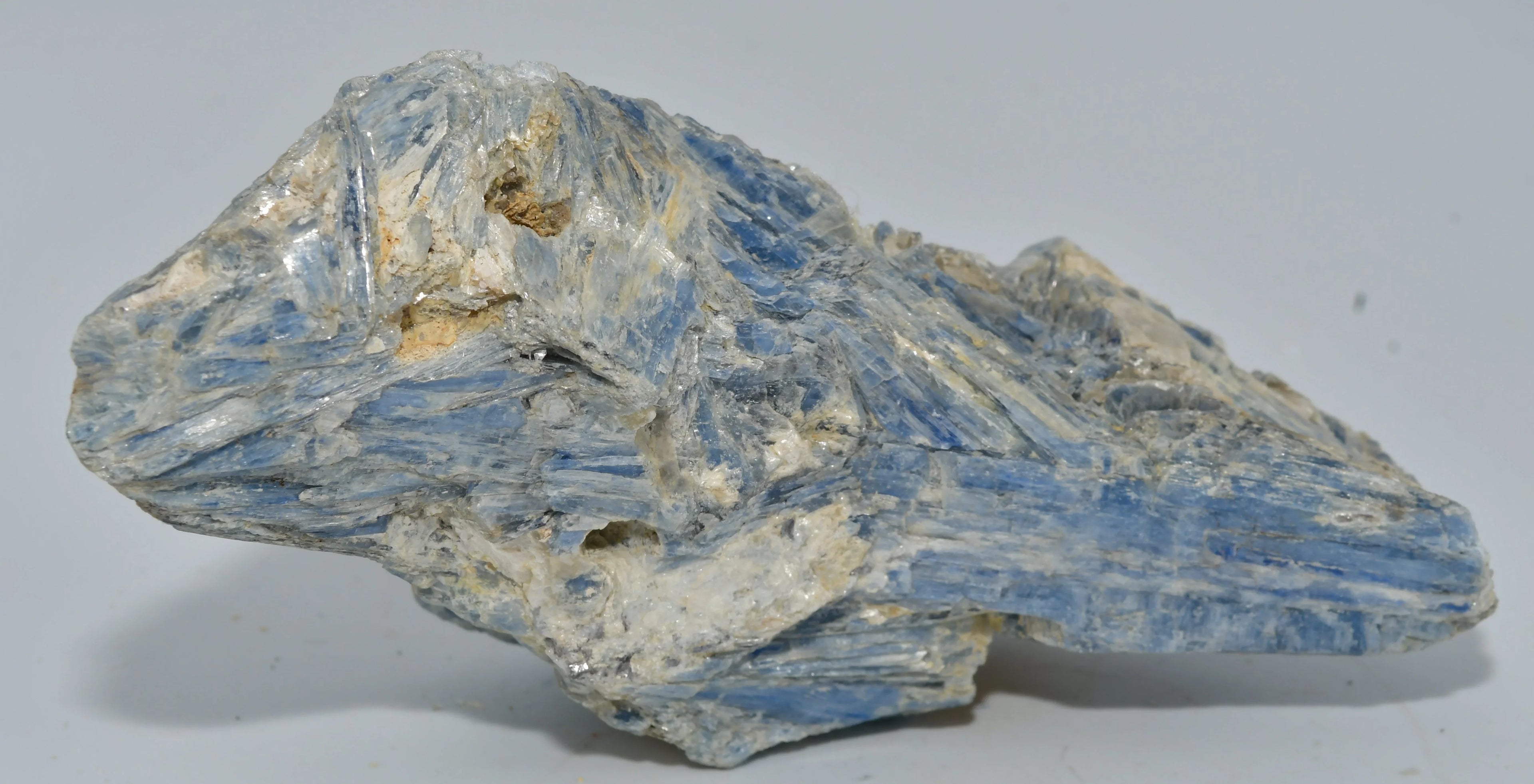 Blue kyanite crystal specimen with white matrix, natural mineral for collectors