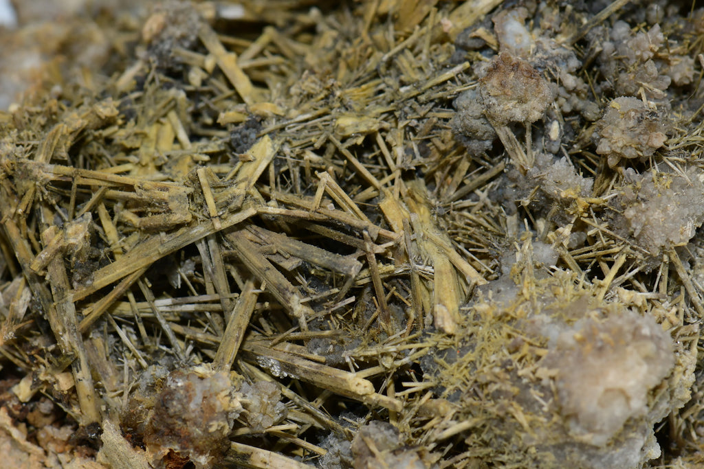 Gypsum needle crystals with matrix, natural mineral specimen for collectors