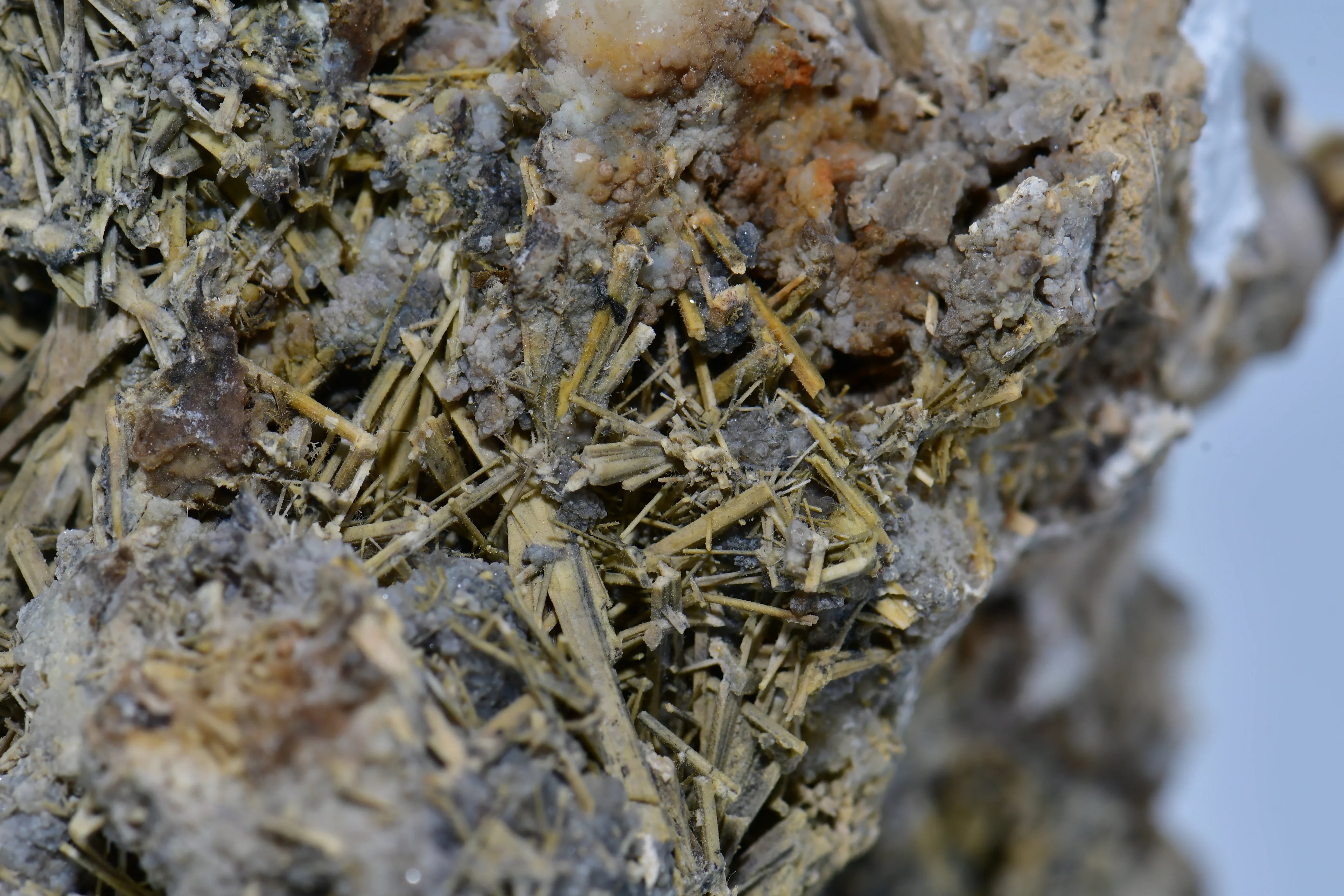 Hematite with yellow needle crystals on matrix, mineral specimen for collectors