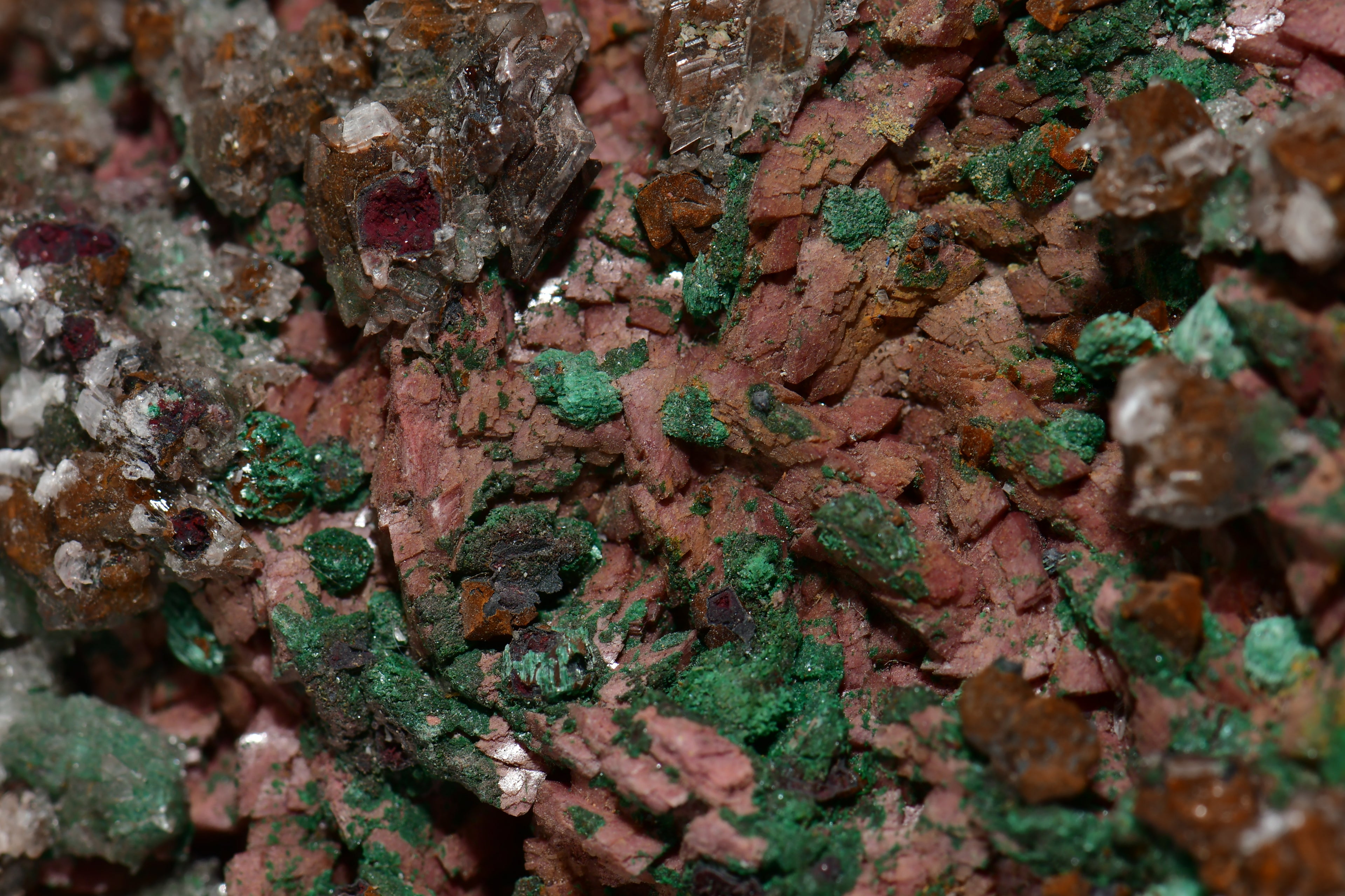 CHALCOPHYLLITE, MALACHITE, CUPRITE   LARGE CABINET