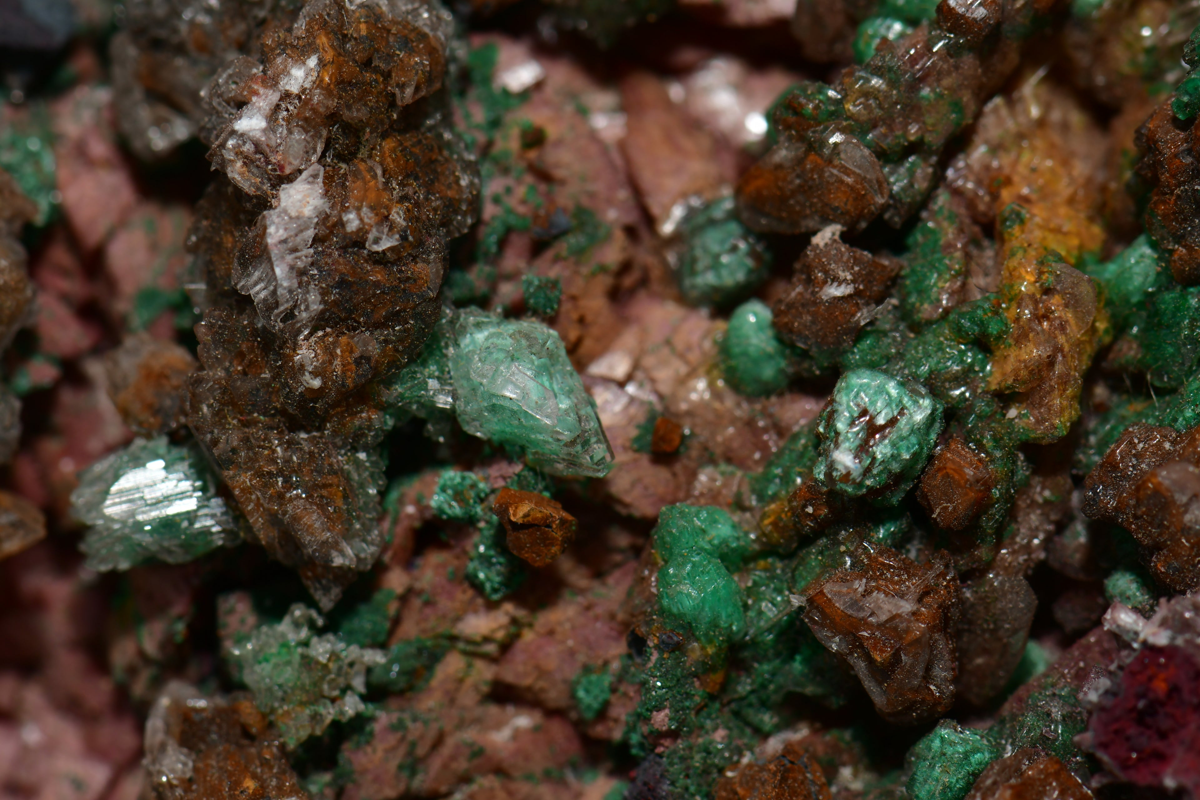 CHALCOPHYLLITE, MALACHITE, CUPRITE   LARGE CABINET
