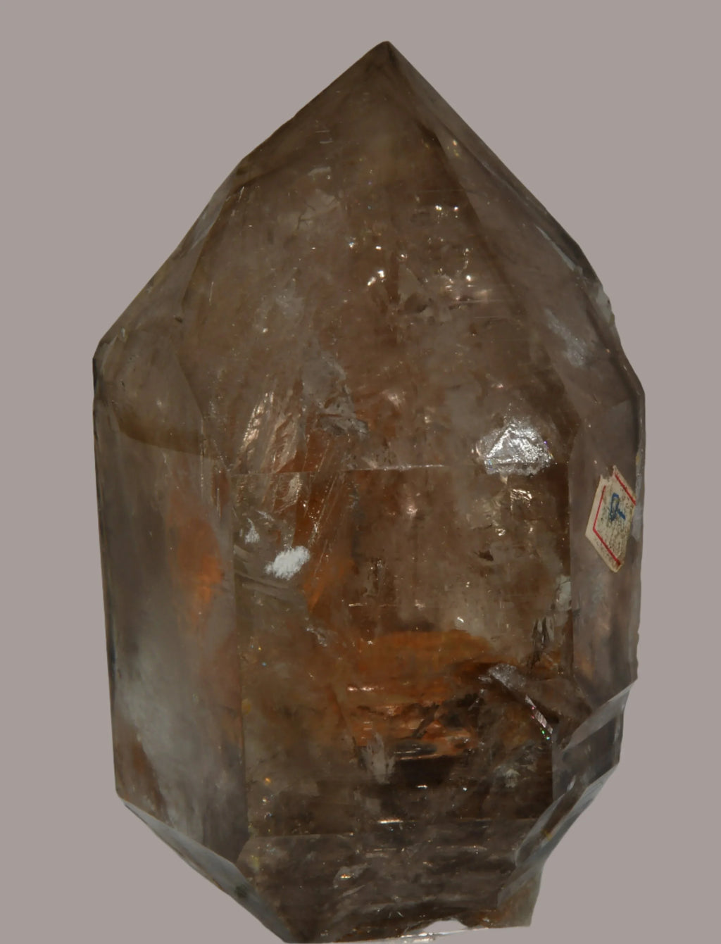 Smoky Quartz Crystal Specimen from Brazil, natural mineral with smoky brown hue and hexagonal form