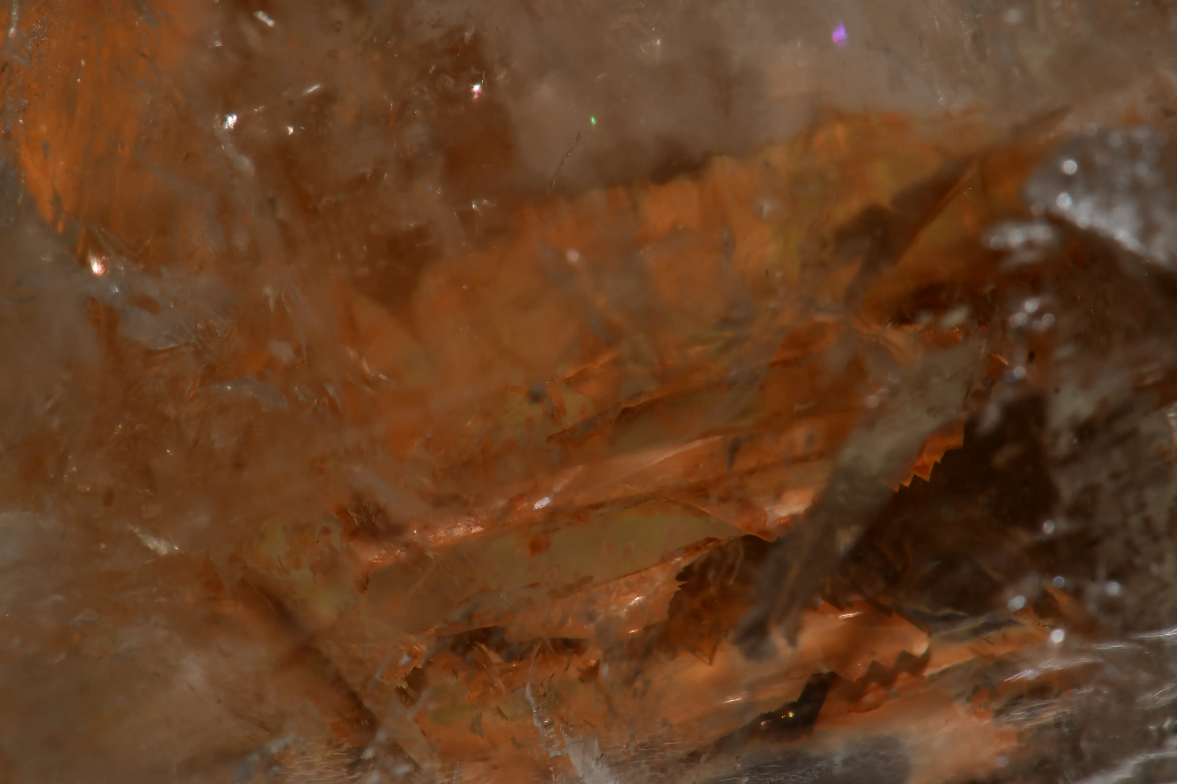 Citrine crystal cluster with natural inclusions and golden hue, showcasing mineral specimen details