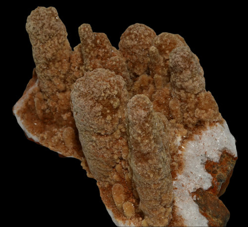 Hematite mineral specimen with earthy brown crystals and white matrix, ideal for collectors