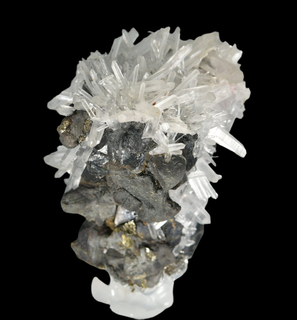 CHALCOPYRITE WITH NEEDLE QUARTZ  SMALL CABINET