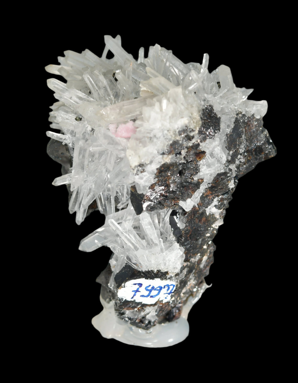 CHALCOPYRITE WITH NEEDLE QUARTZ  SMALL CABINET