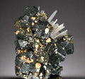 SPHALERITE, CHALCOPYRITE, MANGANO CALCITE, QUARTZ. ELMWOOD TENNESSEE, USA (small cabinet)