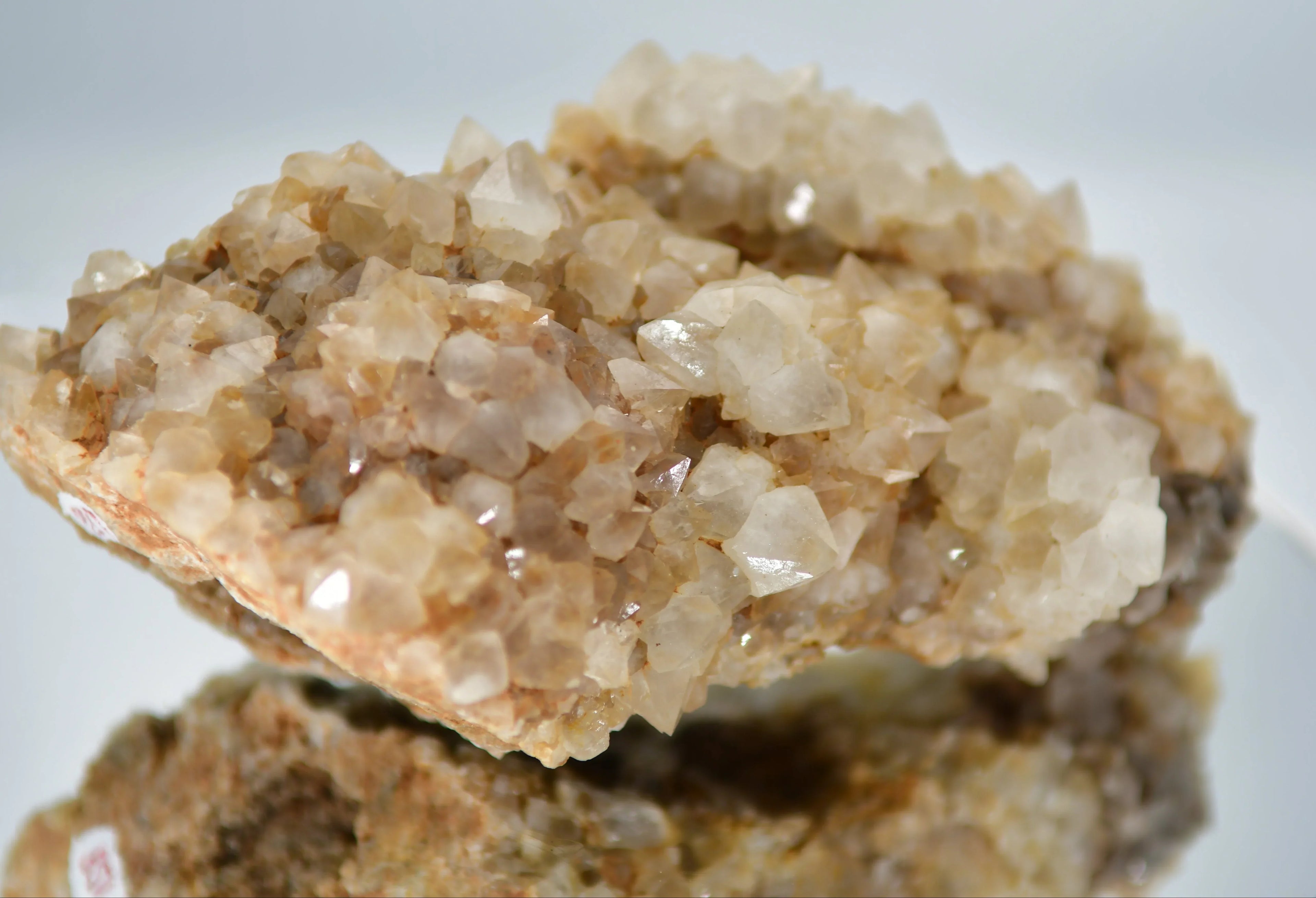 Quartz crystals on matrix, showcasing clear to milky mineral specimens with natural crystal formations.