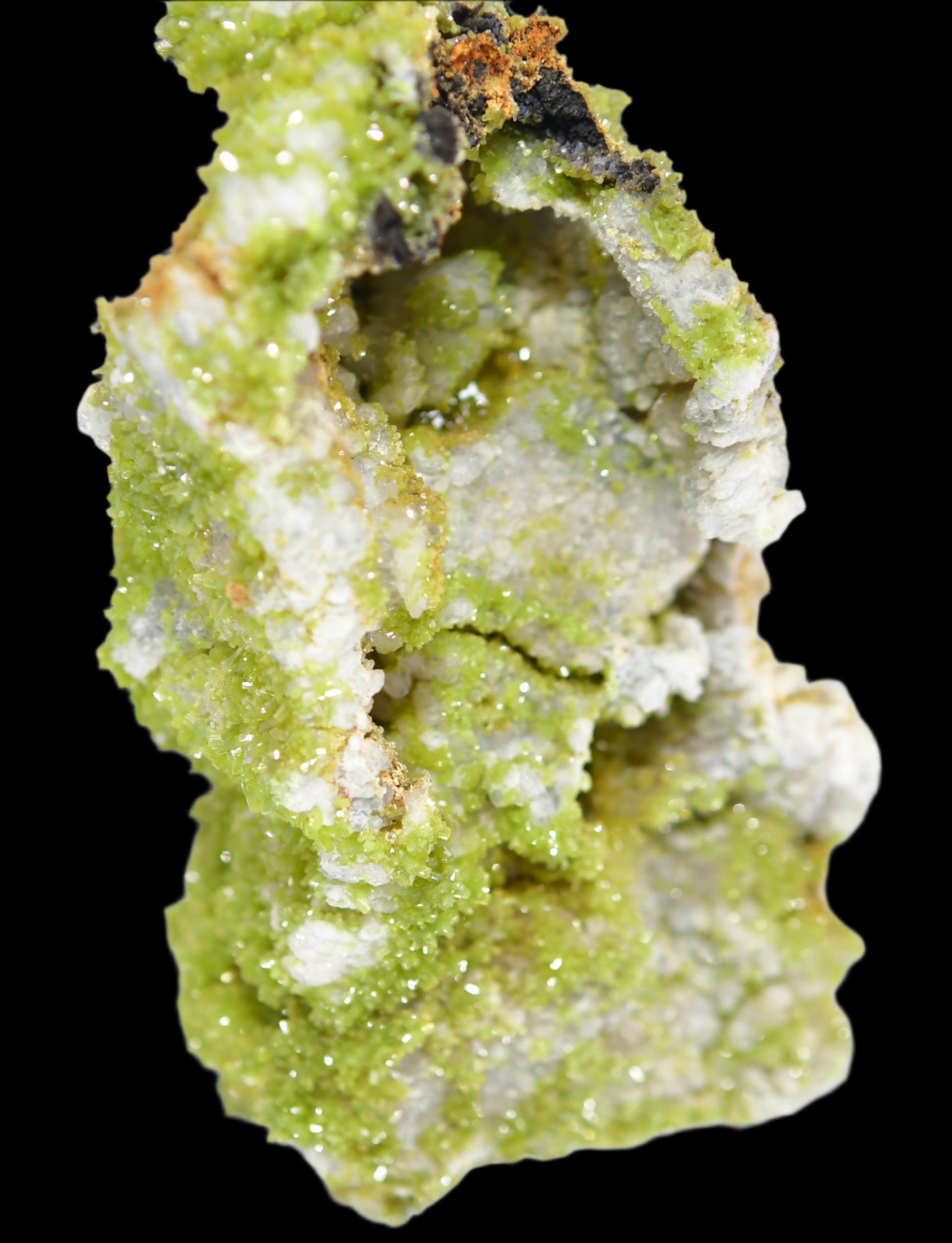 PYROMORPHITE (THOUSANDS OF BRIGHT GREEN CRYSTALS) (large cabinet)