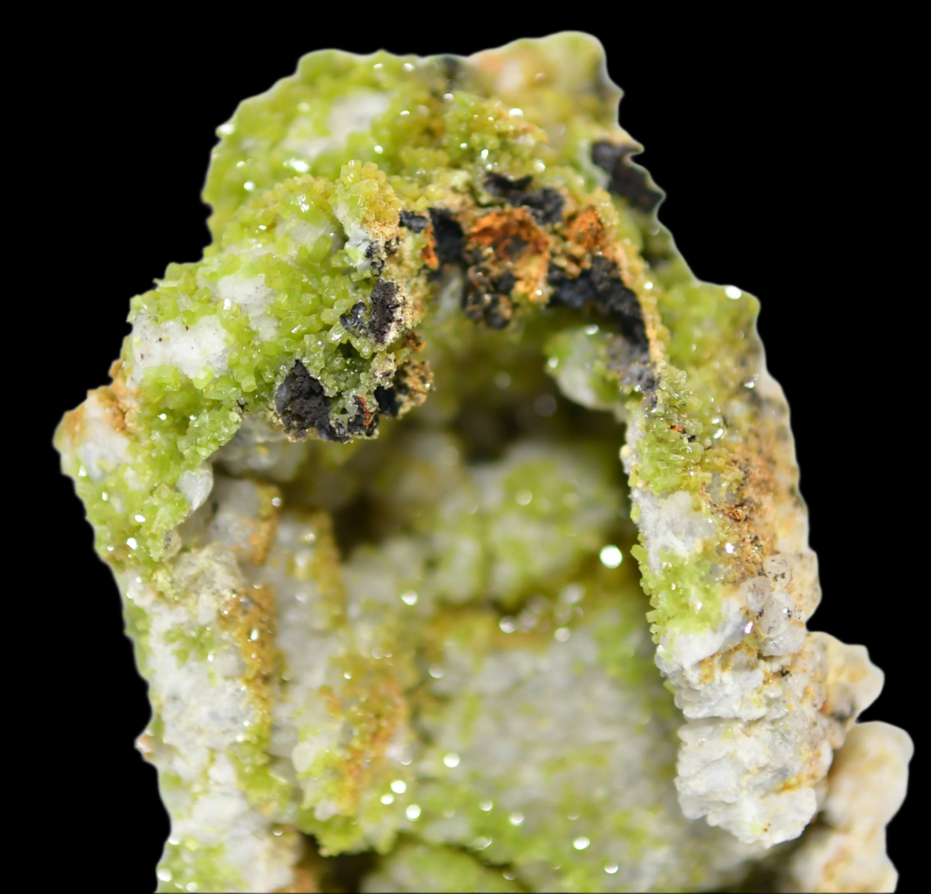 PYROMORPHITE (THOUSANDS OF BRIGHT GREEN CRYSTALS) (large cabinet)
