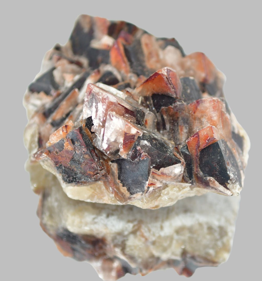 FLUORITE (RED HEMATITE PHANTOM FLUORITE) OVER DARK REDDISH FLUORITE (large cabinet)