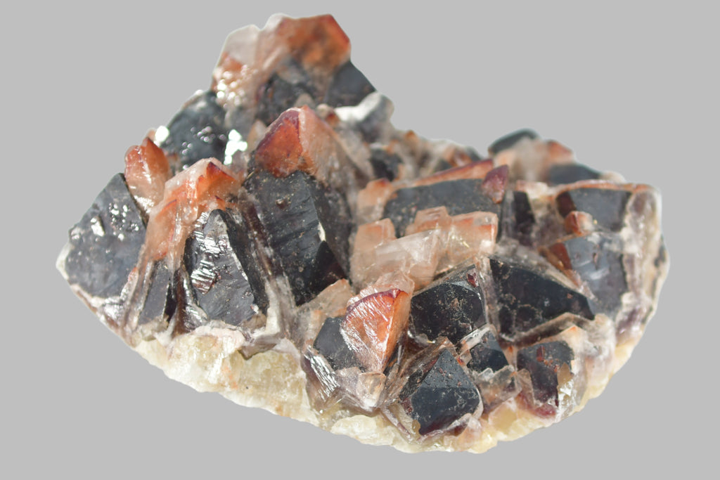 FLUORITE (RED HEMATITE PHANTOM FLUORITE) OVER DARK REDDISH FLUORITE (large cabinet)